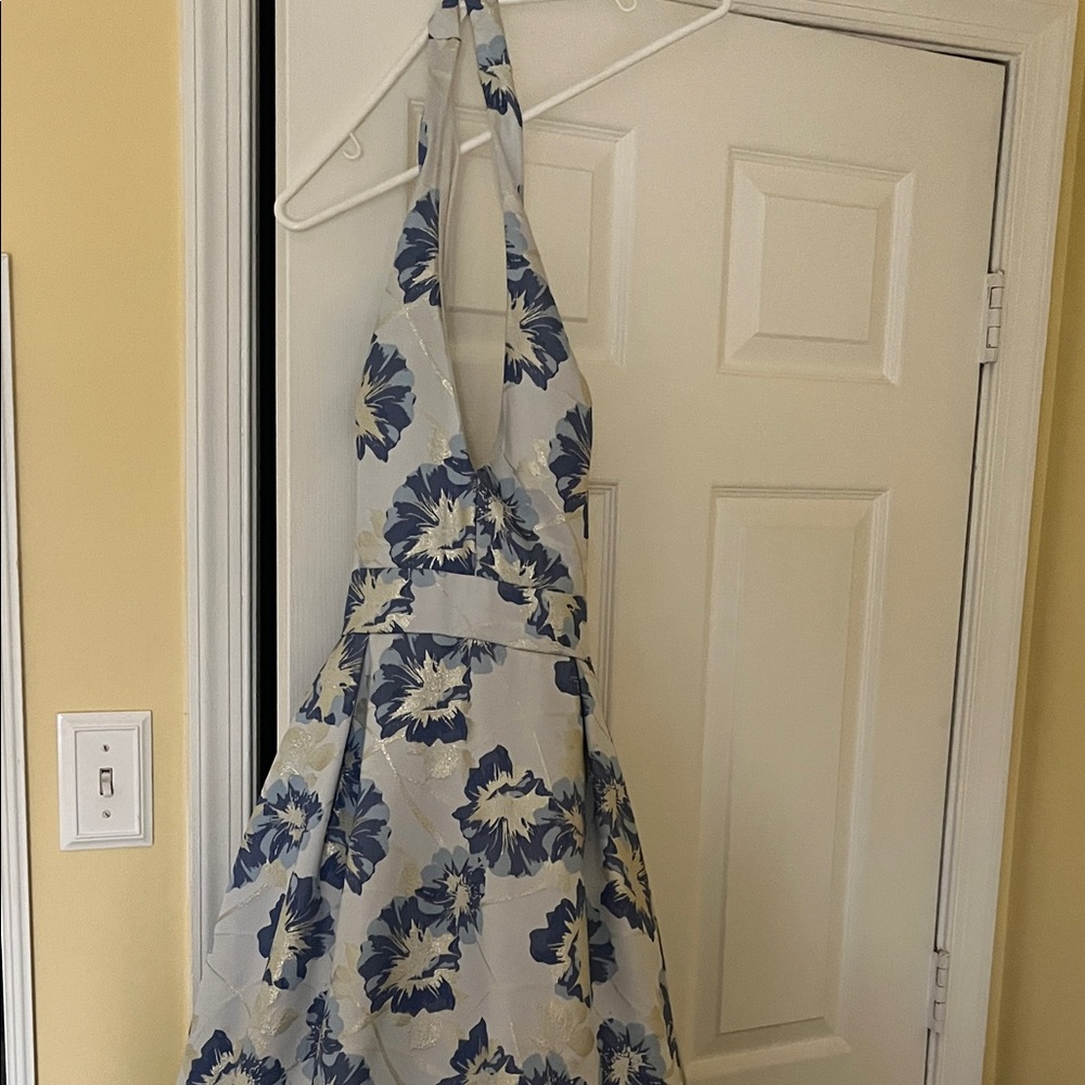 Speechless Blue Floral Halter Prom Dress